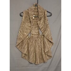 Mudd Open‎ Front Knit Sleeveless Boho Cardigan Women's Size Small Brown